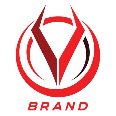 Logo design, minimalist, red and white color scheme, abstract horns or wings, circular emblem
