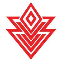 geometric red logo, sharp angular design, symmetrical pattern, abstract emblem, minimalist graphic vector