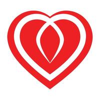 Heart logo, minimalist design, red and white, geometric shape, symmetrical, abstract, love symbol, vector