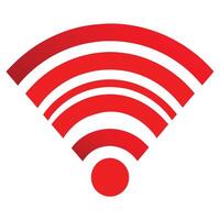 Red wifi symbol, minimalist design, graphic icon, wireless network, concentric arcs, bold red on white background vector