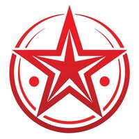 red star logo, geometric design, circular emblem, white background, sharp angles, symmetrical, minimalist, vector