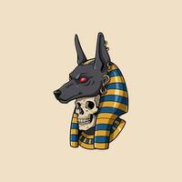 Anubis Skull Egyptian Mythology in Dark Artistic Style vector