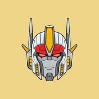 Robotic Head A Bold, Cartoon-Style Mech Portrait vector