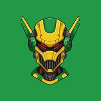 Robotic Head A Bold, Yellow and Green Futuristic Illustration vector