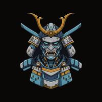 Cybernetic Samurai A Futuristic Blue and Gold Illustration vector