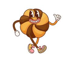 Cartoon cookie character, groovy retro personage vector
