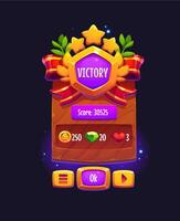 Victory game frame, popup menu window vector