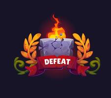 Defeat game icon, level not complete, gamer fail vector