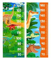 Kids height chart ruler with dinosaur characters vector