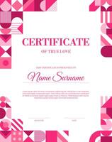 Valentine day vertical certificate abstract shapes vector