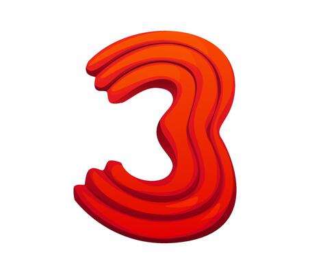 School education font modeling clay 3 three digit