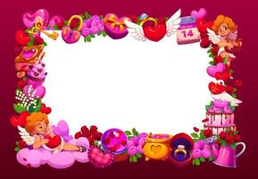 Valentine day greeting card rectangular frame vector
