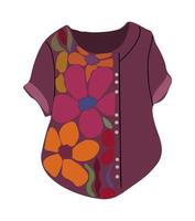 Fashion top, blouse with abstract floral print. Modern womens apparel, clothes, casual summer garment. vector