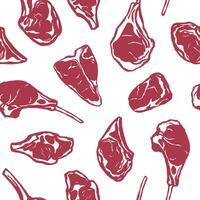 Hand drawn meat steak seamless pattern. Simple food design for textile, wrapping paper, background vector