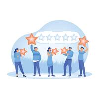 The client selected a satisfaction rating and gave a five-star rating. vector