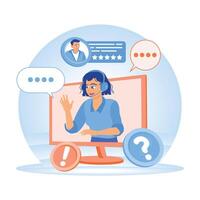 call a customer service representative with a client in the support center. vector