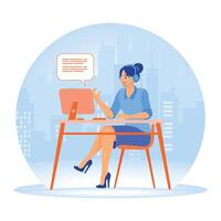 Customer support representatives on headsets work efficiently in a modern office environment. vector