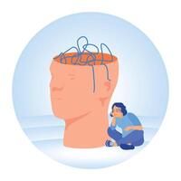 A man with inner confusion, difficulties, and confusion of mind. vector