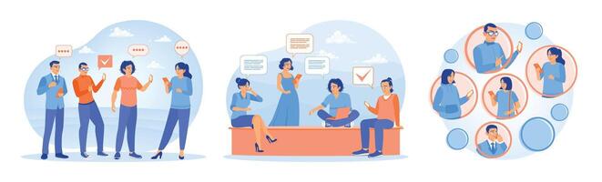 Illustration of diverse people engaged in active communication and social networking. vector