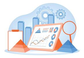 Concept of data analysis with graphs and charts. vector