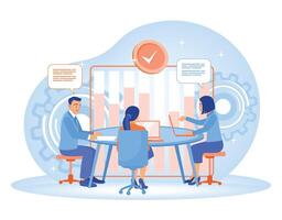 Team collaboration and brainstorming in discussing business plans. vector
