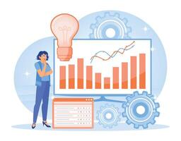 Concept of business analysis using graphs and gears. vector