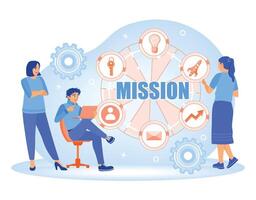Goal mission teamwork collaboration with icons and business representation. vector