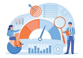 Illustrate business performance with graphs, targets, and professional monitoring analysis. vector