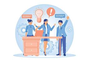 Collaborative business discussions with diverse teams in modern offices. vector