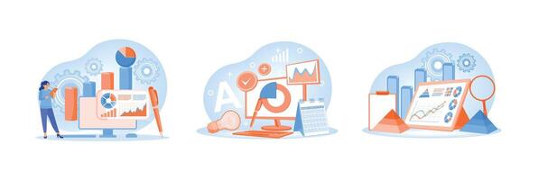 Data Analysis and Visualization Illustrations Representing Modern Business Concepts vector