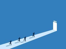 Business people running to the exit door, How to avoid problems vector