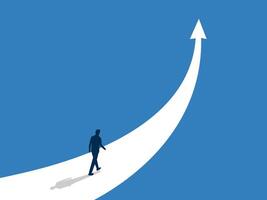 Development, Businessman walking on the path to achieve higher goals vector