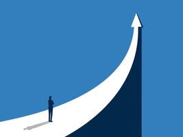 Business success path, Businessman standing with arms crossed confidently on the path of the growth arrow vector