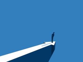 Path to goal, businessman on the cliff with arrows pointing in the direction of success vector