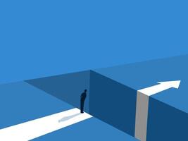 Assess Risk, Obstacle, Challenge, Businessman Standing Looking at the Gap vector