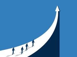Go to the business goal together, Businessman team walking on the path of the growth arrow vector
