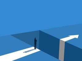 Risk, Obstacle, Challenge, Businessman Standing with Arms in the Gap vector