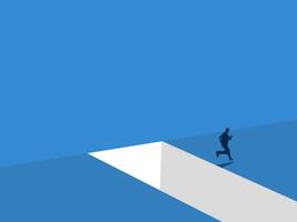 Overcoming problems, challenges, businessman jumps over the gap vector
