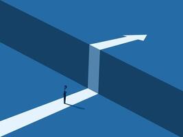 Businessman encounters problems and obstacles in his career path vector