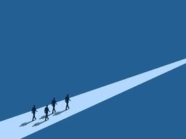 Heading towards success, business team walks a long way vector