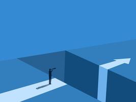 Businessmen look far into the future on arrows pointing through gaps vector