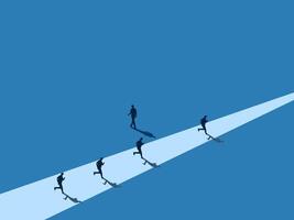 Think differently, business people walk the wrong way from others. vector