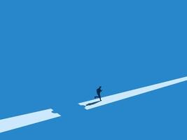 Overcoming the crisis, businessmen jump over the missing path problems vector