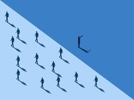 Think and act differently, entrepreneurs see outside the box differently from the crowd vector