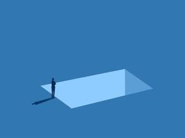 Think of a solution, Businessman thinks and stands thinking on the pit vector