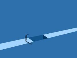 Look beyond the obstacle, Businessman looks through the binoculars on the pit vector