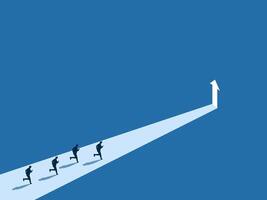 Compete for the opportunity to grow, Group of businessmen race to reach the gate with an arrow pointing up vector