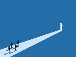 Work together to create success, Team of businessmen walk to the gate with the arrow to grow vector