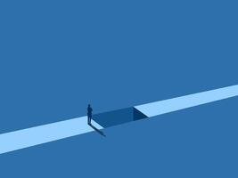 Obstacles, Challenges, Businessman Thinks Standing on the Gap vector