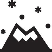 Black and White Illustration of a Mountain with Snowfall vector